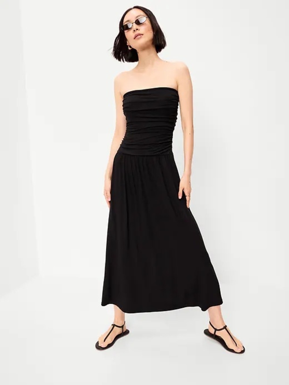 Old Navy NWT Strapless Black Ruched Bodice  Tube Top Maxi Dress~Size L